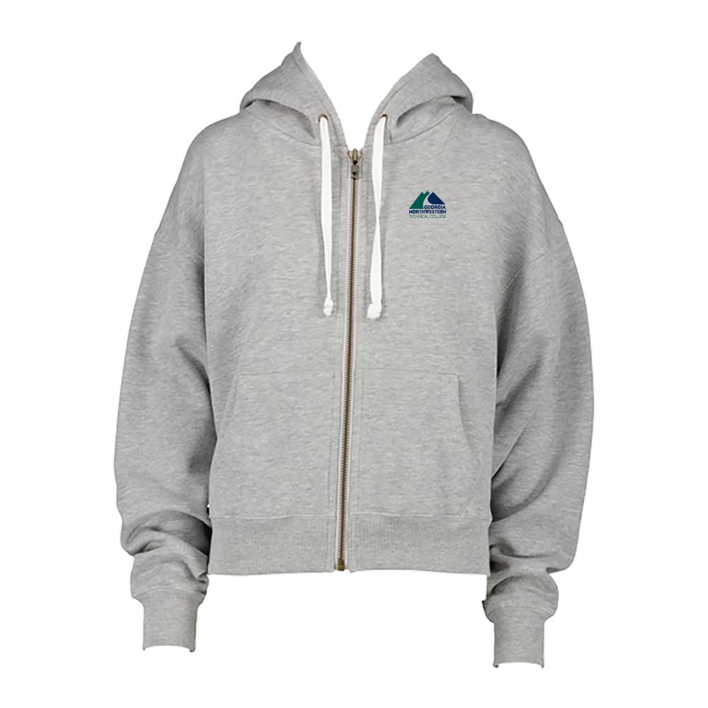 Georgia Northwestern Tech ENZA Womens Grey Boxy Full Zip Hood GNTC Primary Mark