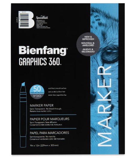 Bienfang Graphics 360 Marker Paper - 9" x 12", 50 Sheets