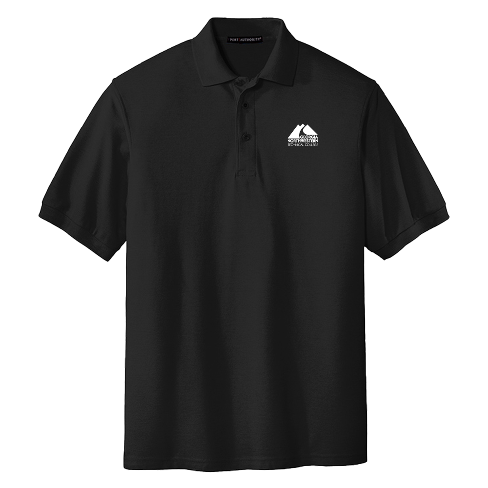 Georgia Northwestern Tech Extended Black Silk Touch Polo GNTC Primary Mark