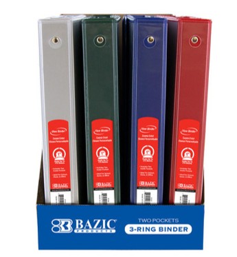 Binder 1" View w Pockets Assorted