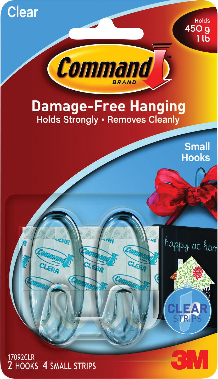 Command Adhesive Designer Hook - Clear Small 2Pk