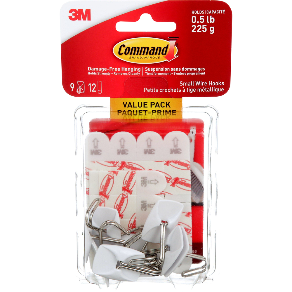 Command Adhesive Wire Hook - White Small 9Pk