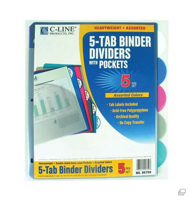 5-tab Poly Index Dividers with pockets