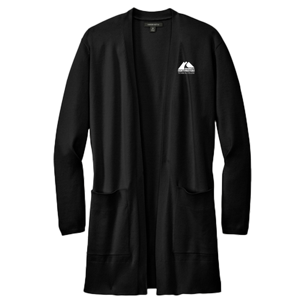 Georgia Northwestern Tech Mercer + Mettle Womens Black Open Front Cardigan Sweater GNTC Primary Mark