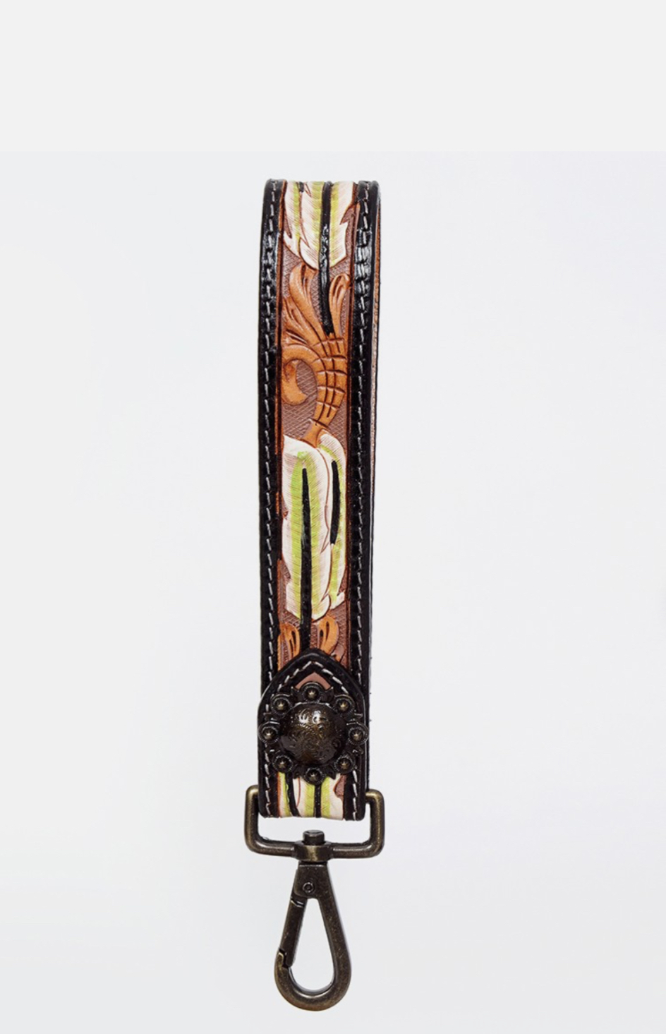 Tooled Leather Wristlet Handle Straps