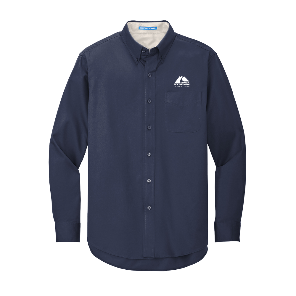 Georgia Northwestern Tech Navy Twill Button Down Long Sleeve GNTC Primary Mark