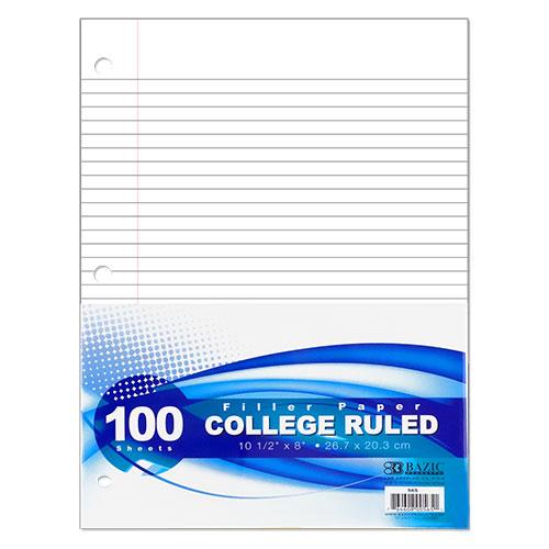 Filler Paper, 100 Count, College Ruled, 8" x 10.5"