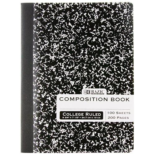 Black Marble Composition Book, College Ruled
