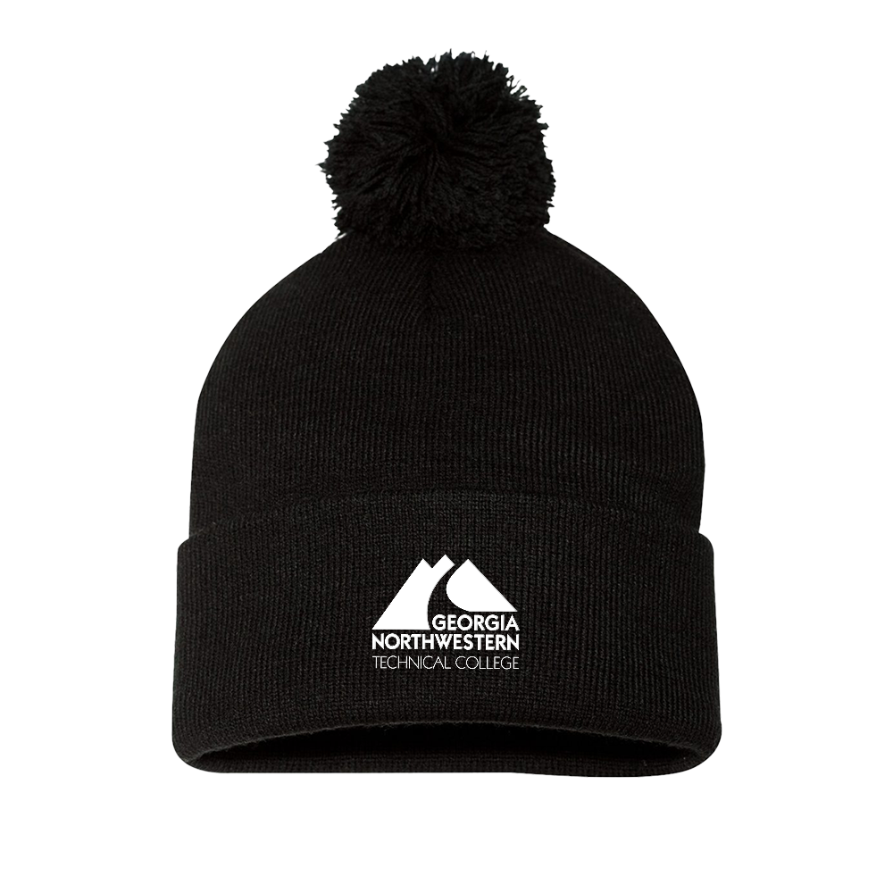 Georgia Northwestern Tech Sportsman Black Pom Pom Cuffed Beanie GNTC Primary Mark