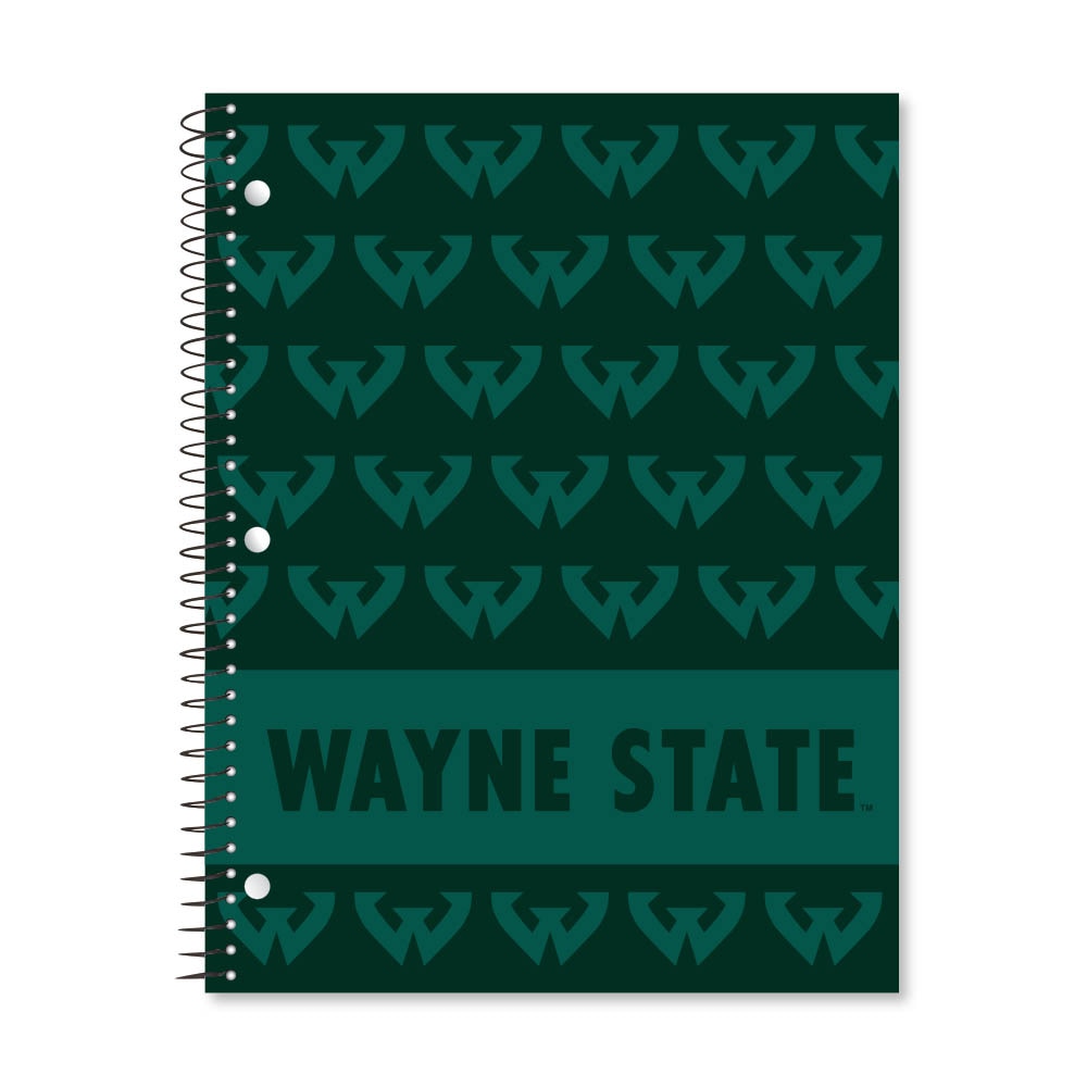 Wayne State Logo Pattern One Subject College Ruled Notebook