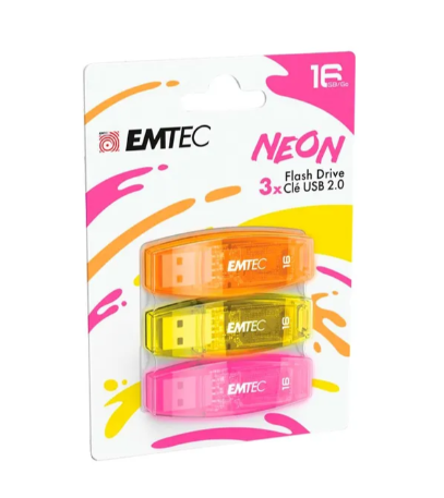Flash Drive 16GB (Neon) 3pk