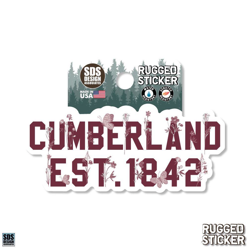 Cumberland Est. w/ Butterflies/Flowers Rugged 3.5" Sticker