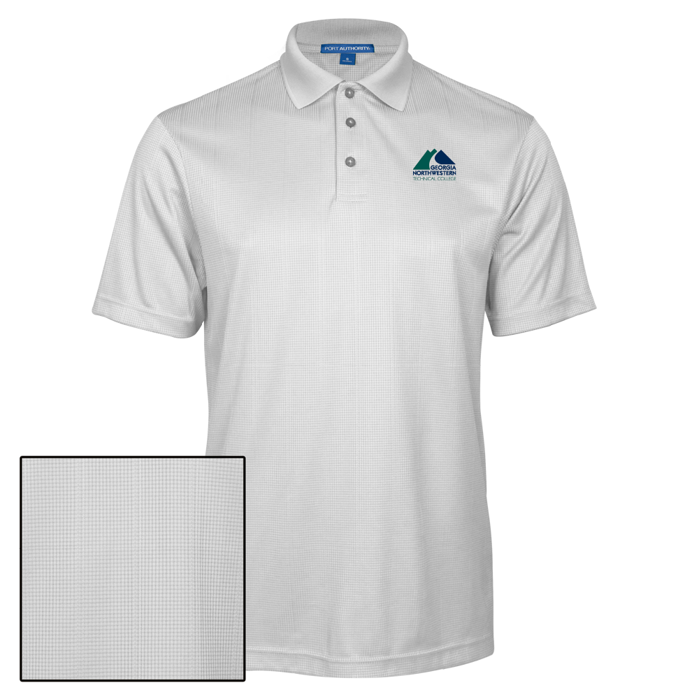 Georgia Northwestern Tech White Performance Fine Jacquard Polo GNTC Primary Mark