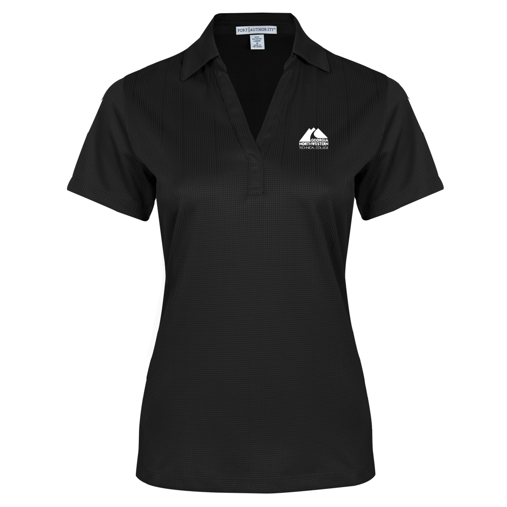 Georgia Northwestern Tech Womens Black Performance Fine Jacquard Polo GNTC Primary Mark