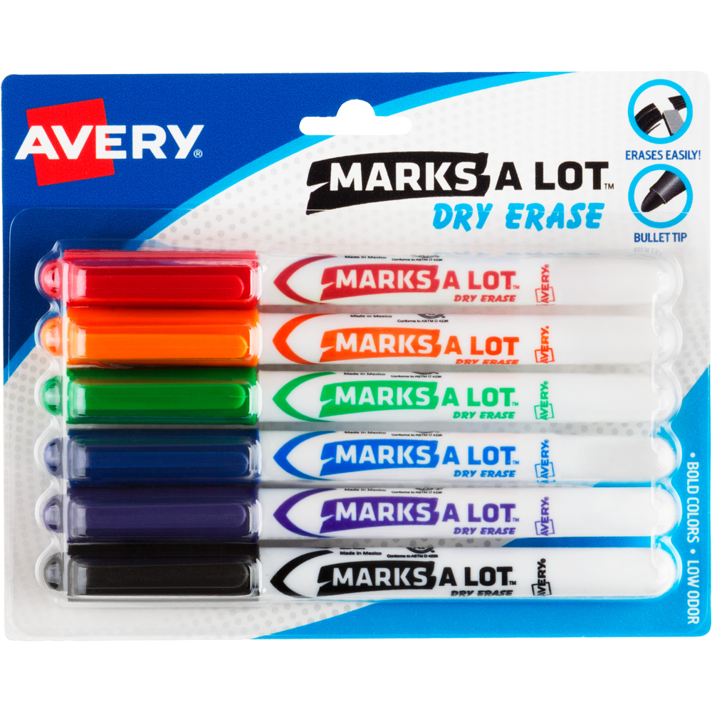 Marks-A-Lot Pen Style Dry Erase Marker - 6 Pack