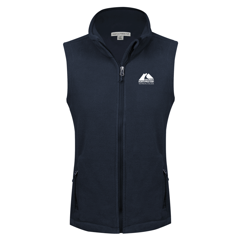 Georgia Northwestern Tech Womens Navy Fleece Full Zip Vest GNTC Primary Mark