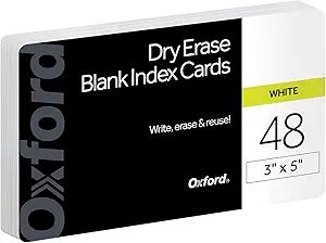 Dry Erase Index Cards 3x5 Blank 48pk