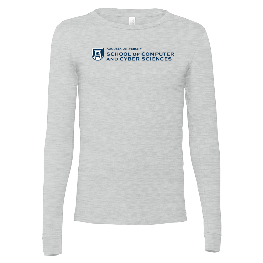 Augusta Bella + Canvas Ash Grey Jersey Cotton LS Shirt- School of Computer & Cyber Sciences