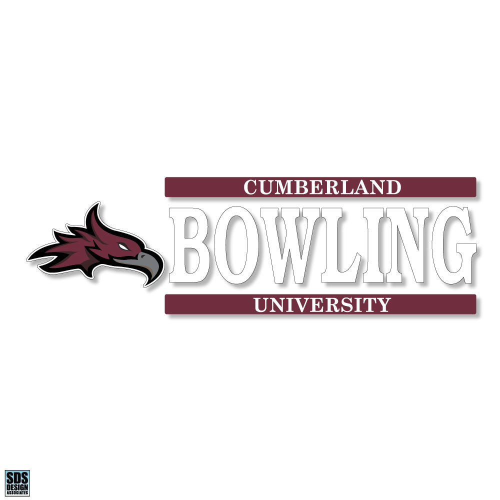 Cumberland University Bowling Bar Design Vinyl 6"x2" Decal