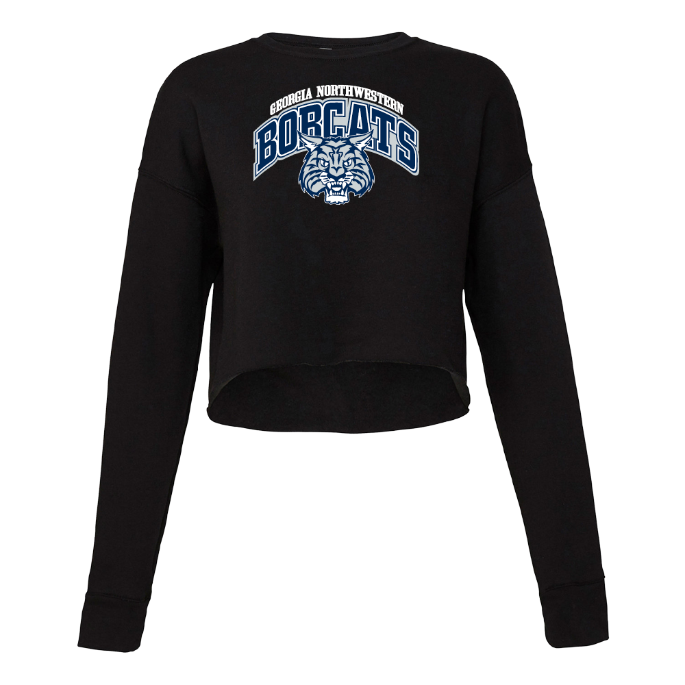GNTC Bella + Canvas Womens Black Cropped Fleece Crew GNTC Arched