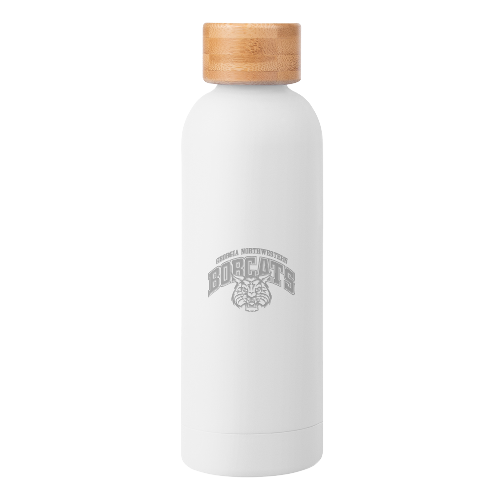 GNTC Blair White Stainless Steel Bottle w/ Bamboo Lid 17 oz GNTC Arched Engraved