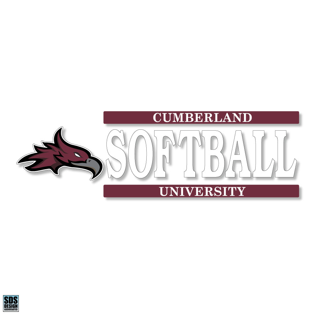 Cumberland University Softball Bar Design Vinyl 6"x2" Decal