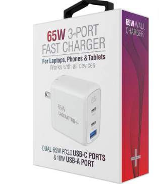 Boxed 65W 3-Port Fast Wall Charger