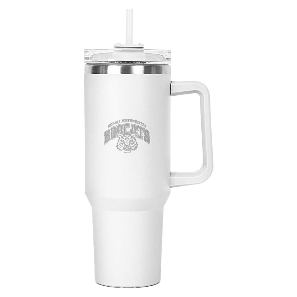 GNTC Hippo White Mug &amp; Straw Lid with Twist Closure 40 oz GNTC Arched Engraved