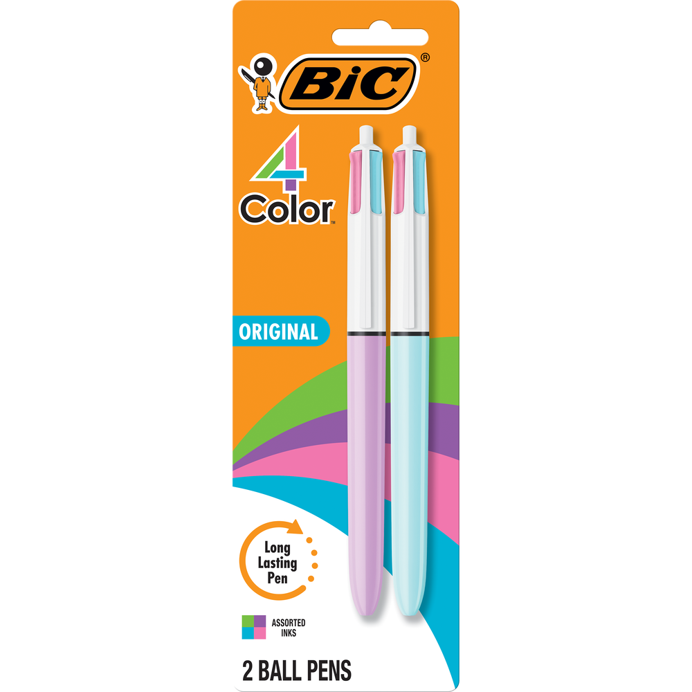 BIC 4-Color Fashion Ballpoint Pens Asst 1.0mm 2pk