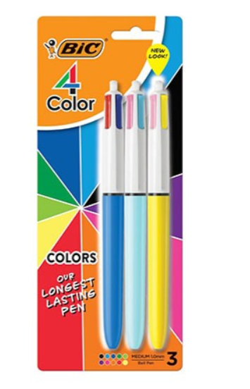 4 Color Call Pen Med 3PK