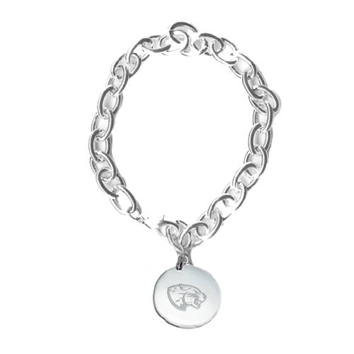 Augusta Jaguars Silver Charm Bracelet with Round Charm- Jaguar Head Engraved