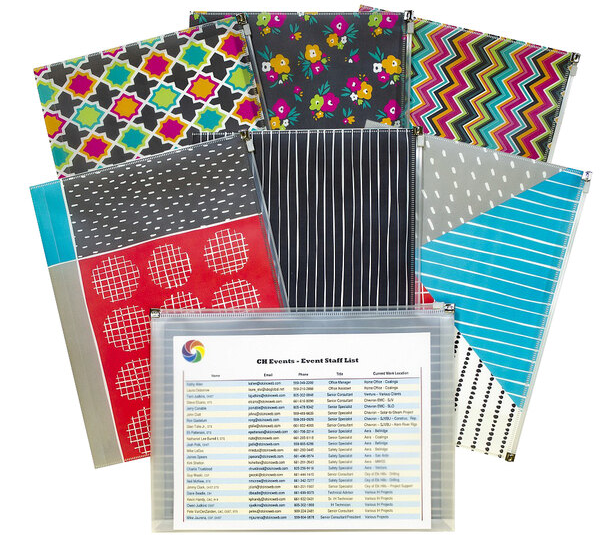 C-Line Zip 'N Go Assorted Color Playful Pops Resuable Envelope