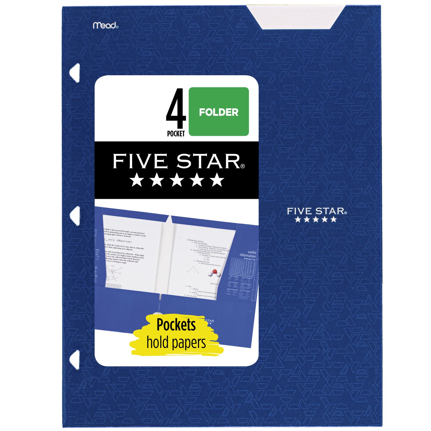 Five Star 4Pocket Paper Folder- Assorted Colors
