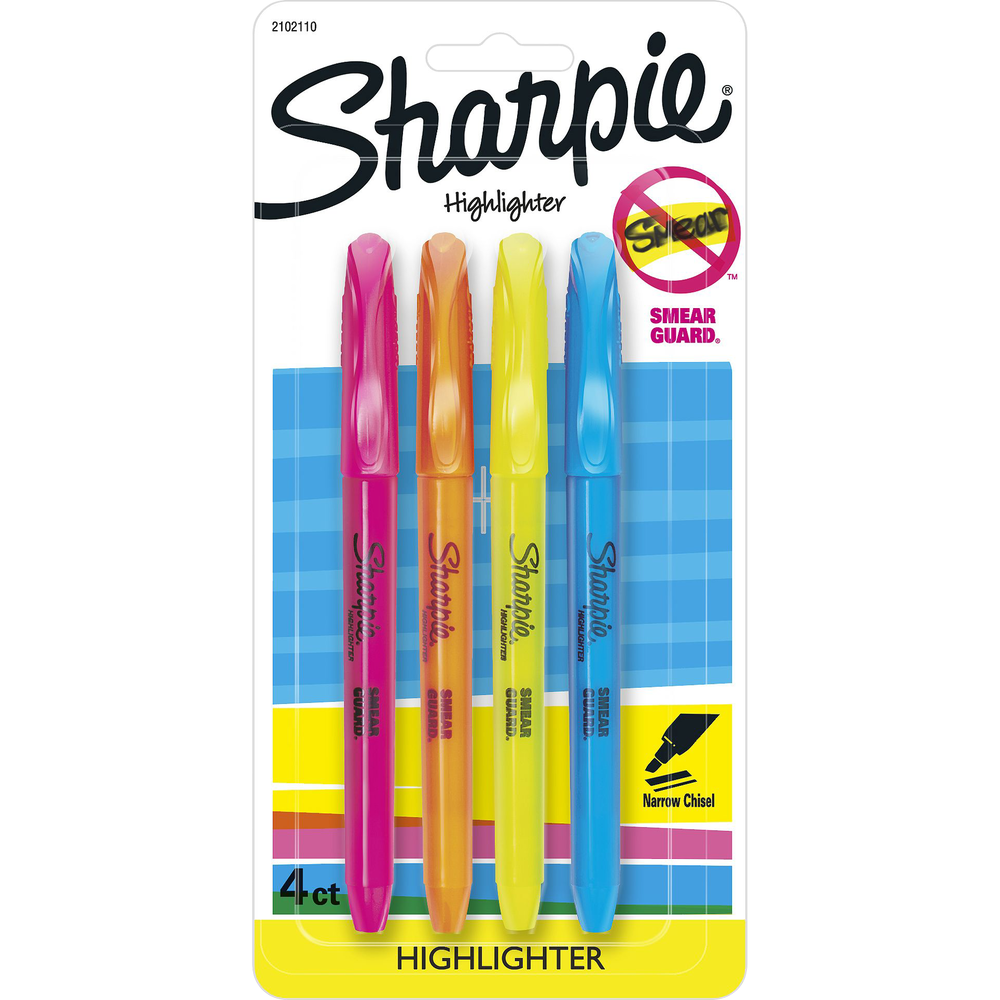 Sharpie Pocket Highlighter - Asst 4Pk BP