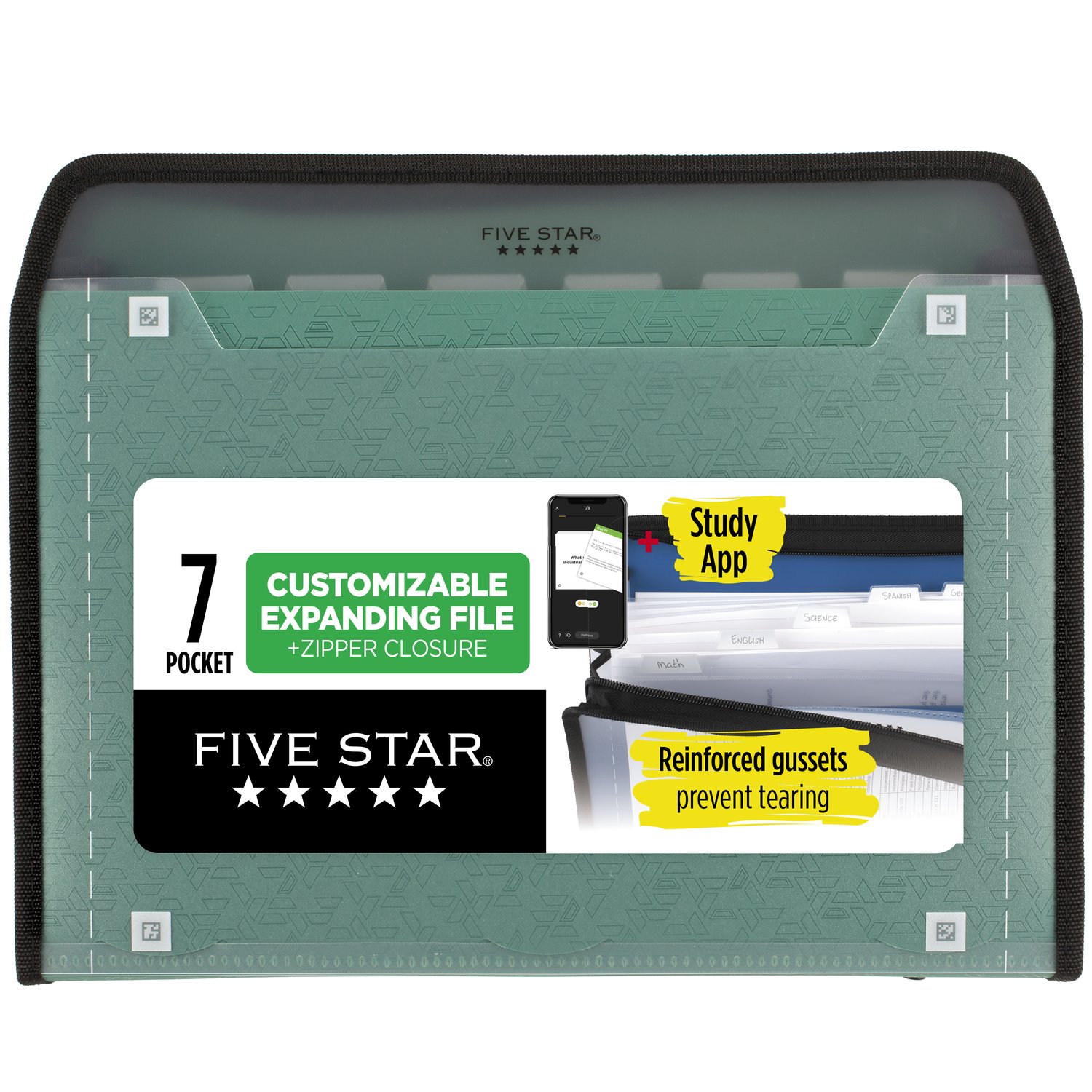 Five Star 7 Pocket Expanding File w Study App- Assorted Colors