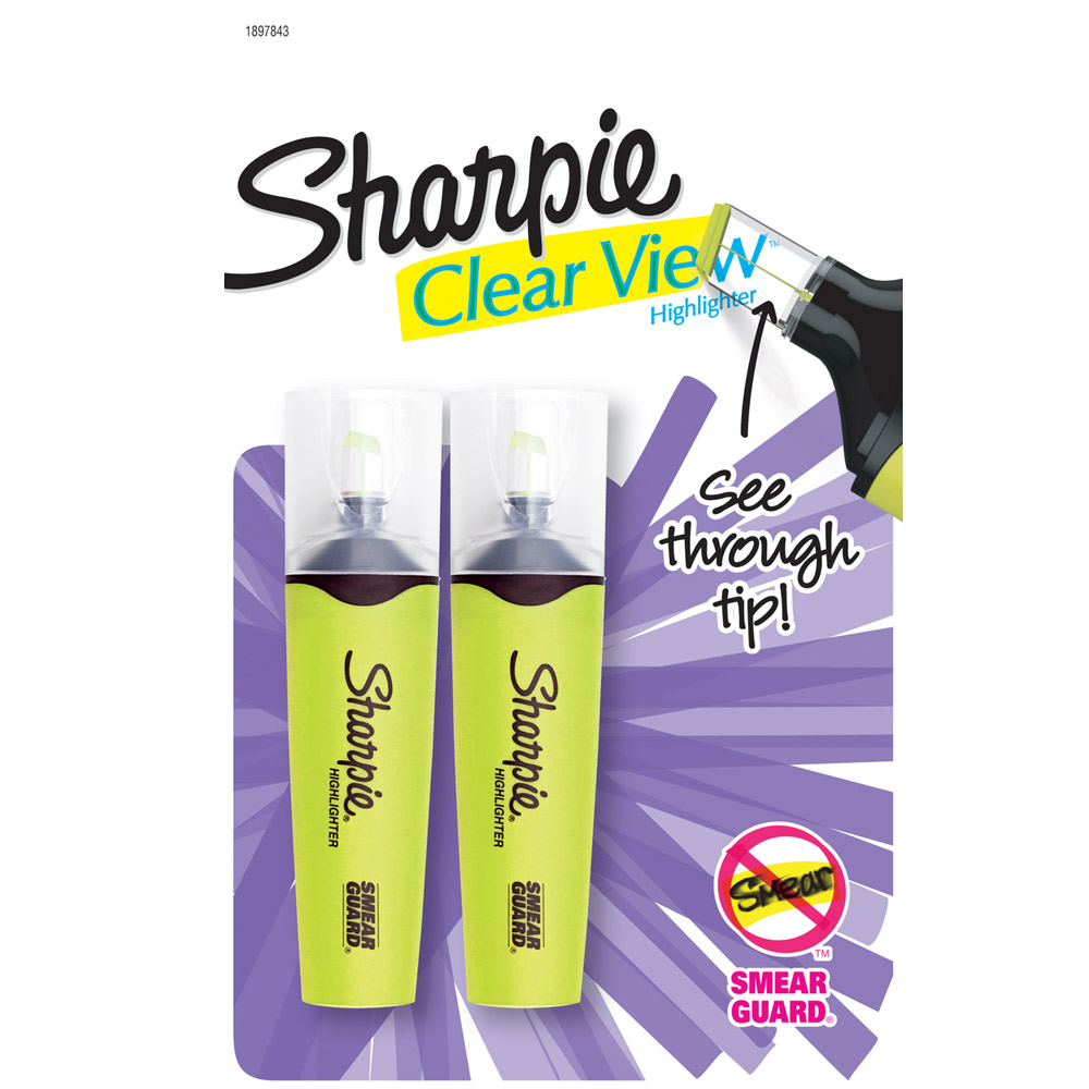 Sharpie Clear View Tank Style Highlighter Yellow 2Pk