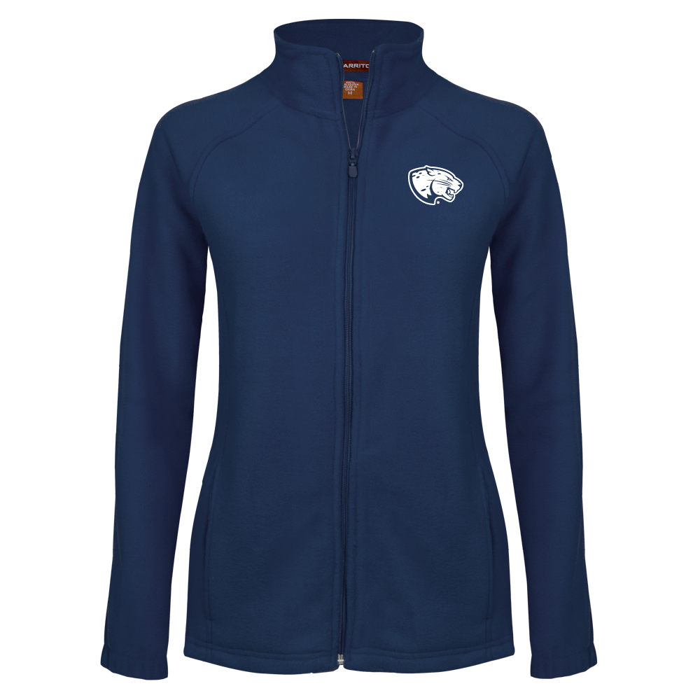 Augusta Jaguars Womens Navy Fleece Full Zip Jacket- Jaguar Head