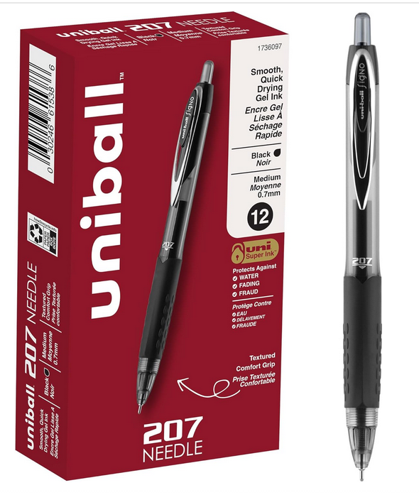 uniball 207 Needle Retractable Gel Pens