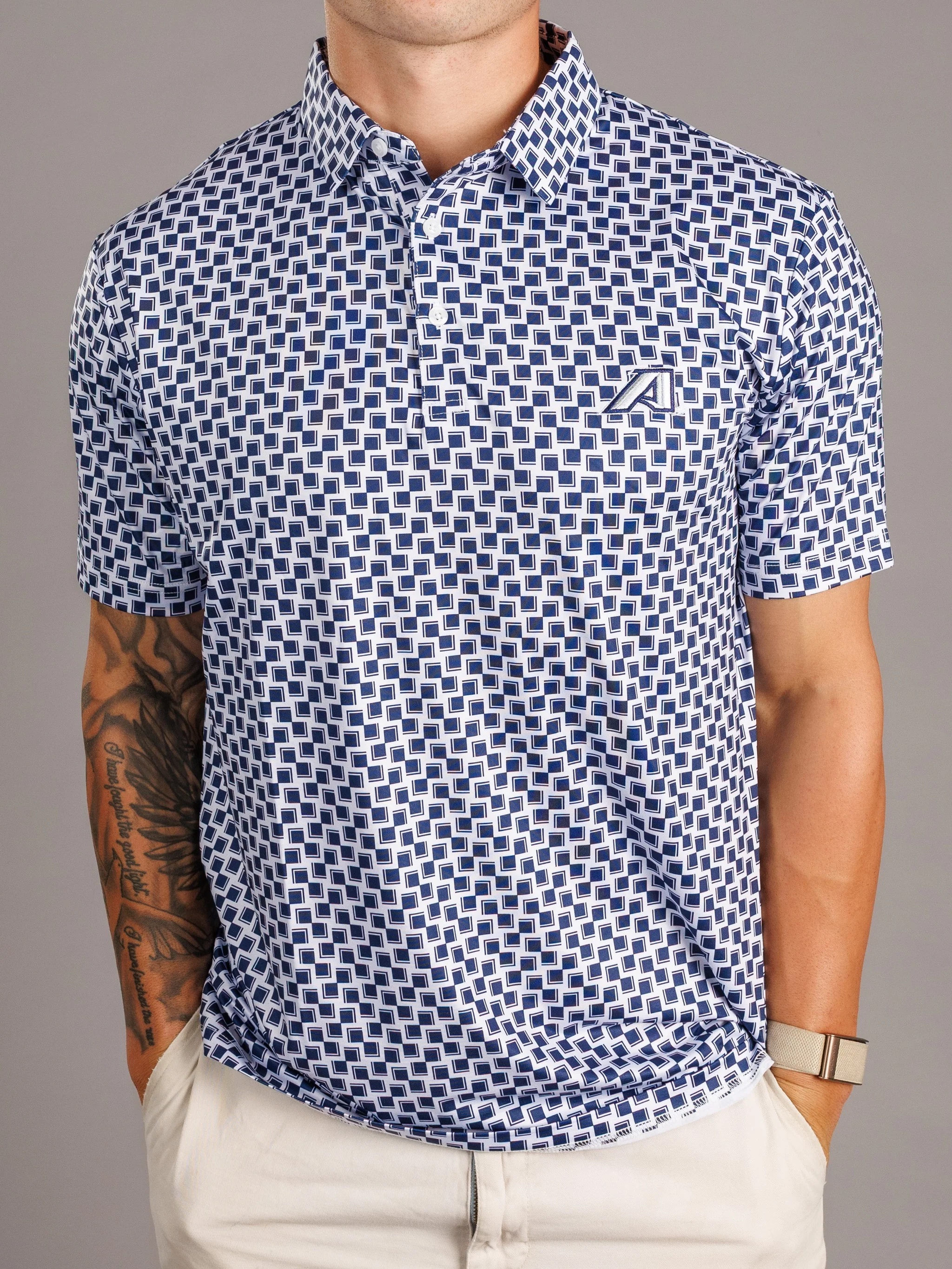 Augusta University Men's A Checkered Polo
