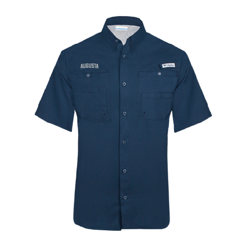 Augusta Jaguars Columbia Navy Tamiami Performance Short Sleeve Shirt- Augusta