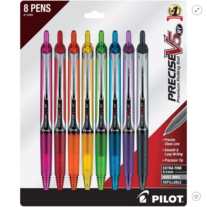 Pilot 8pk Precise V5 RT Rollerball Pens Extra Fine Point