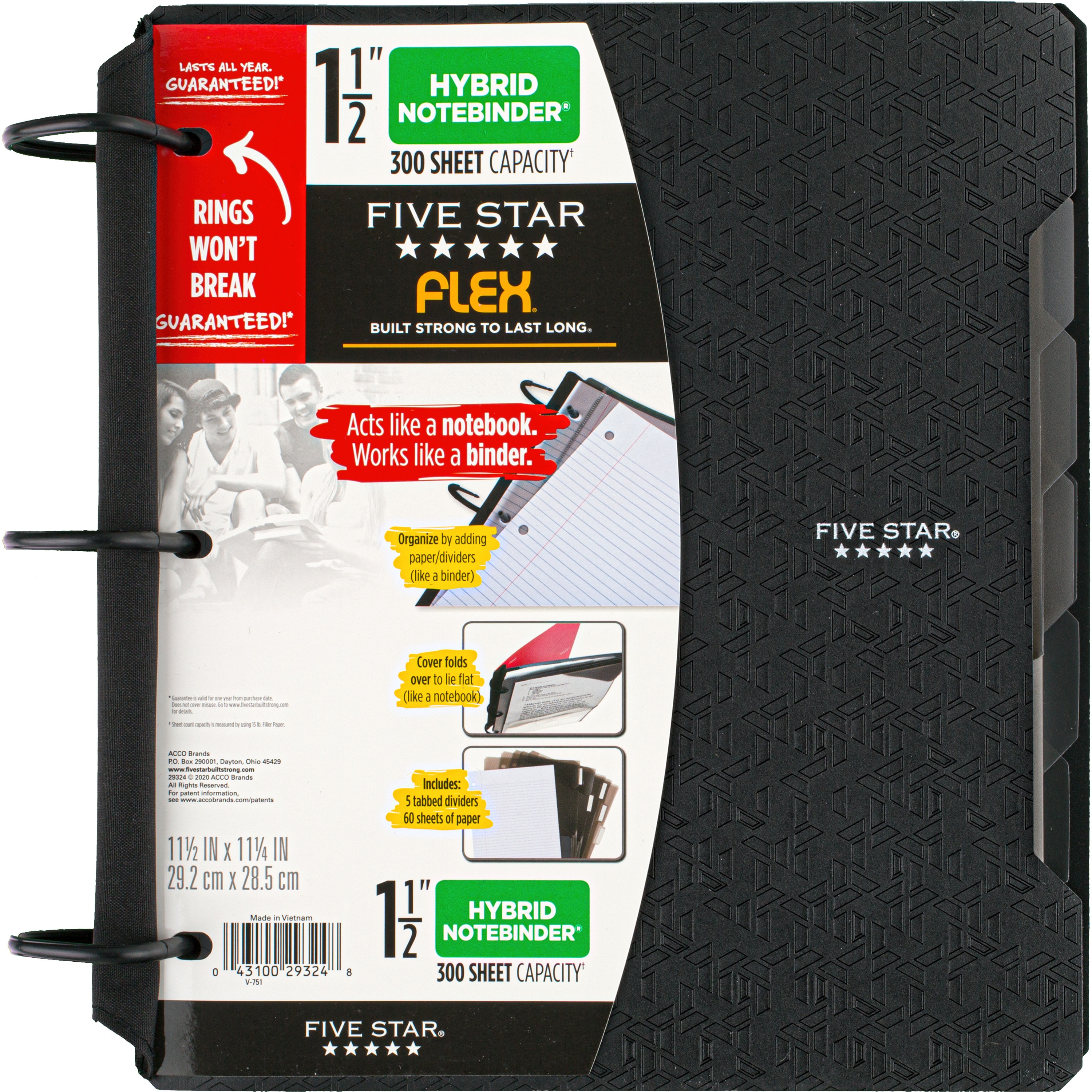 Five Star Flex 1.5" Hybrid NoteBinder- Assorted Colors