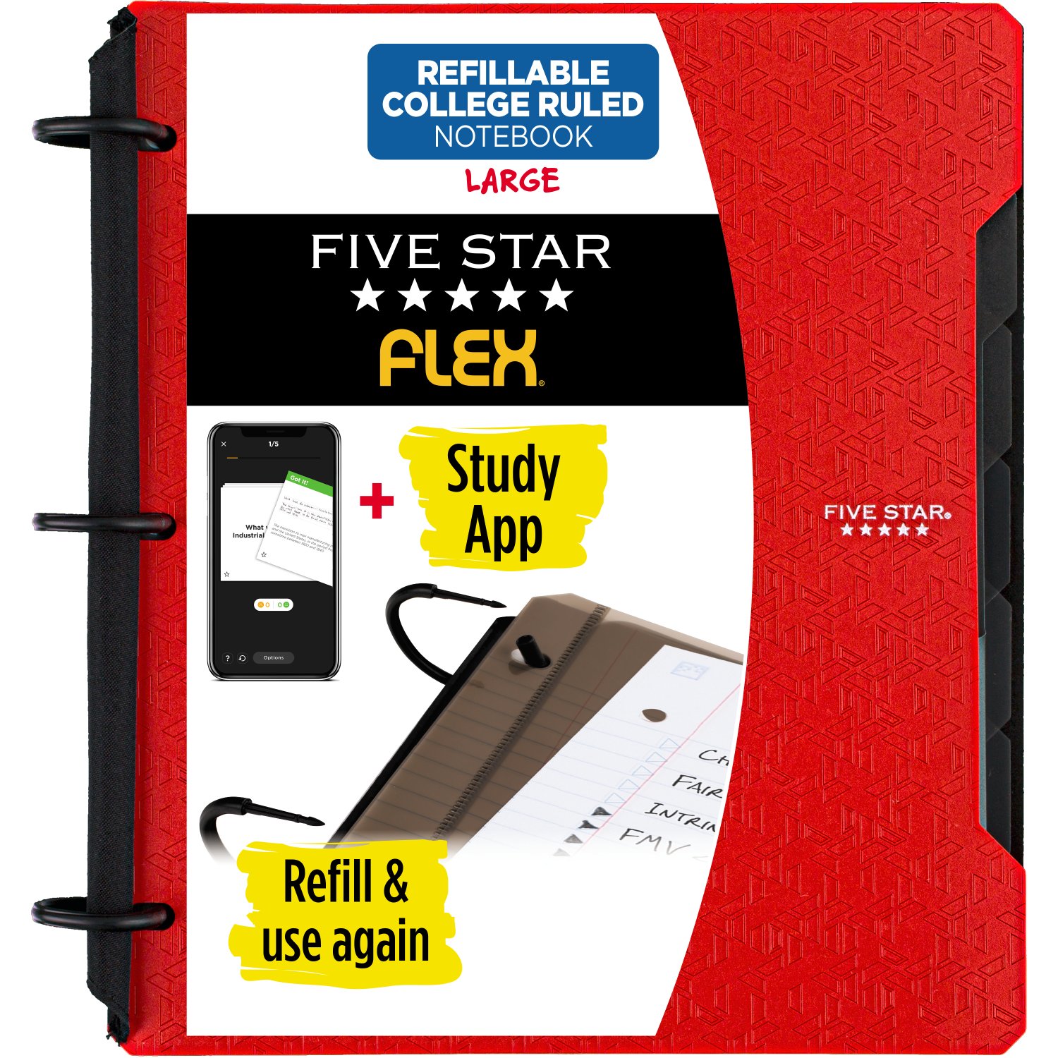 Five Star Flex 1" Hybrid Note Binder- Assorted Colors