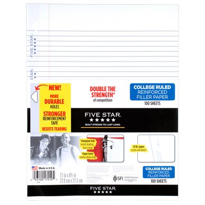 Five Star Reinforced Filler Paper- College Ruled XL 611