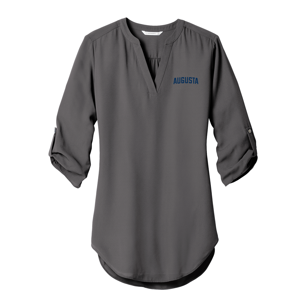 Augusta Womens Grey 3/4 Sleeve Tunic Blouse- Augusta
