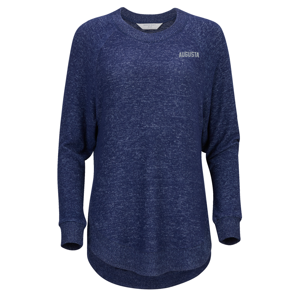 Augusta Jaguars Boxercraft Womens Navy Heather Cuddle Oversized Crew- Augusta