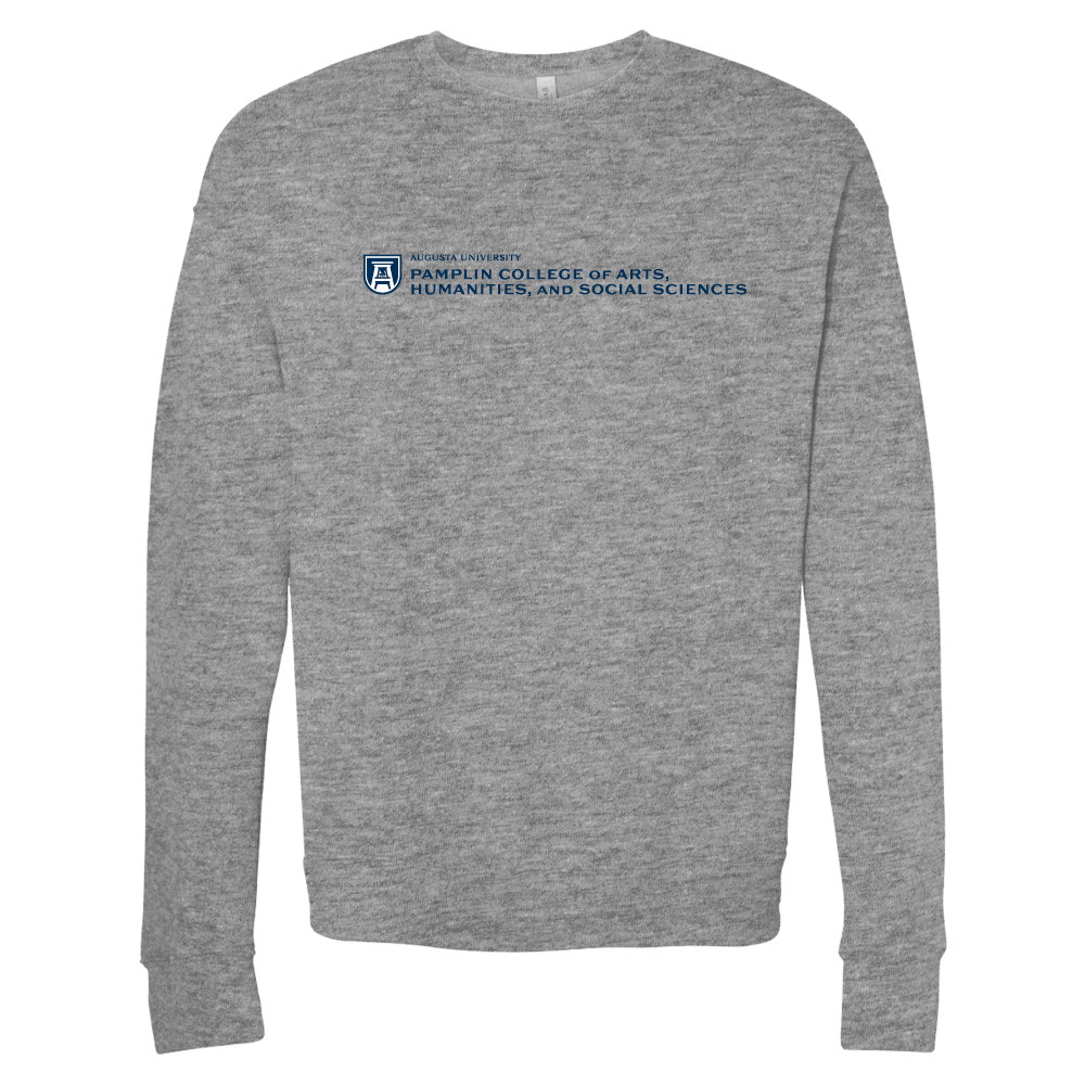 Augusta Bella + Canvas Heather Grey Fleece Crew Sweatshirt- Pamplin College of Arts