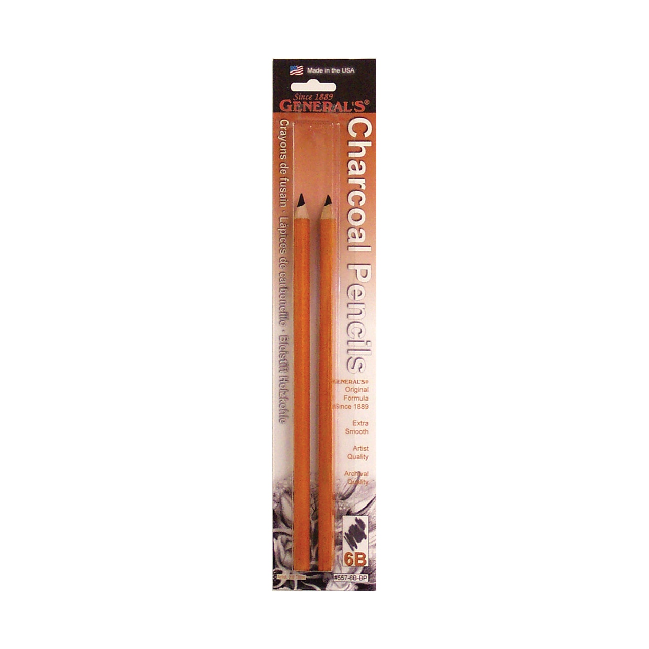 General's Charcoal Pencil 2pk, 6B