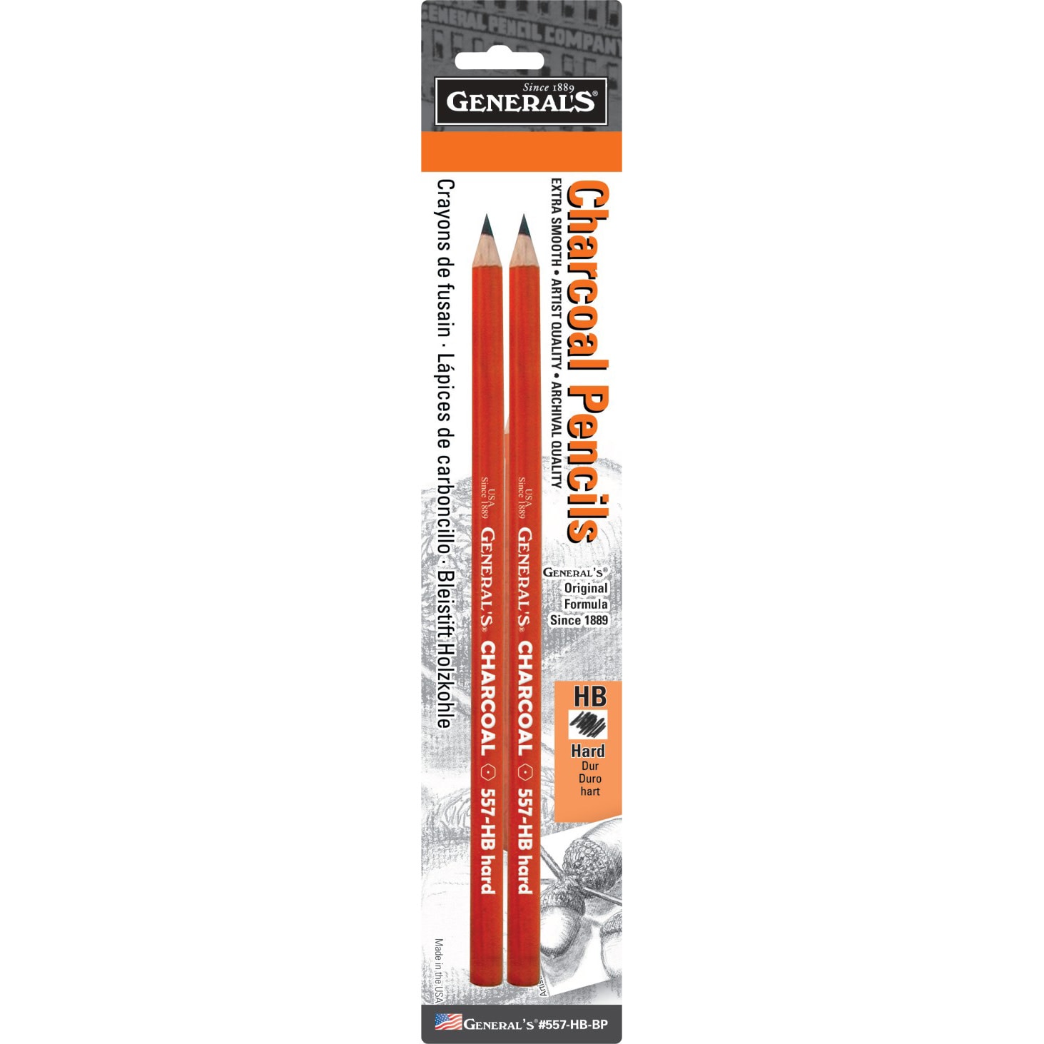 General's Charcoal Pencil 2pk, HB