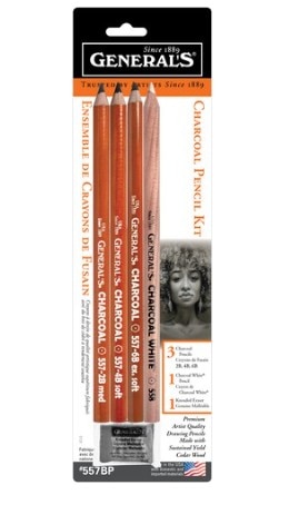 General's Charcoal Pencil Kit 4pk Assorted